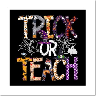 Trick or Teach Teacher Halloween Posters and Art